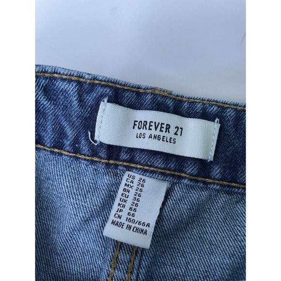 Forever 21 Blue Denim Mini Skirt Distressed Y2K S 26 NWT - Picture 5 of 6